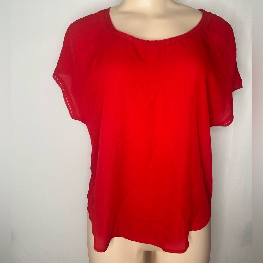Banana Republic Women Red Short Sleeve Blouse . Size XS